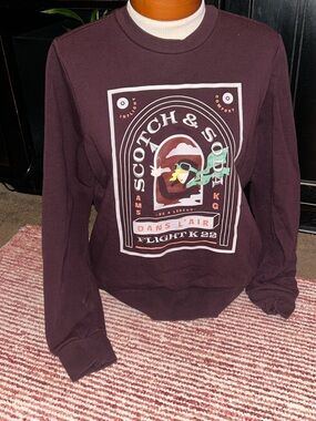 Scotch & Soda Plum Crewneck with Multicolor Front Graphic